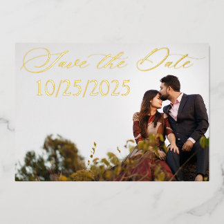 Goldfolie-Verlobung Save the Date Folieneinladung