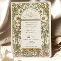 Goldfolie Vintage Hochzeits Einladungen Art Nouvea