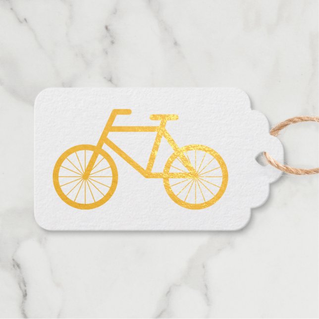 Goldfolie Weihnachtsgeschenktafeln mit Fahrradsymb Geschenkanhänger (Vorderseite (Horizontal))