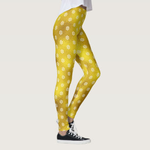 Goldfolie Weiße Schneeflocken Muster Urlaub modern Leggings