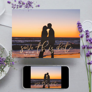 Goldfolie Weißes Foto Kalligrafie Save the Date