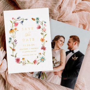 Goldfolie Wildblumen Foto Save The Date Folieneinladung