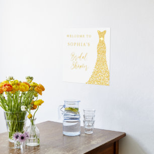 Goldfolie Willkommen zur Bridal Shower von Foliendrucke