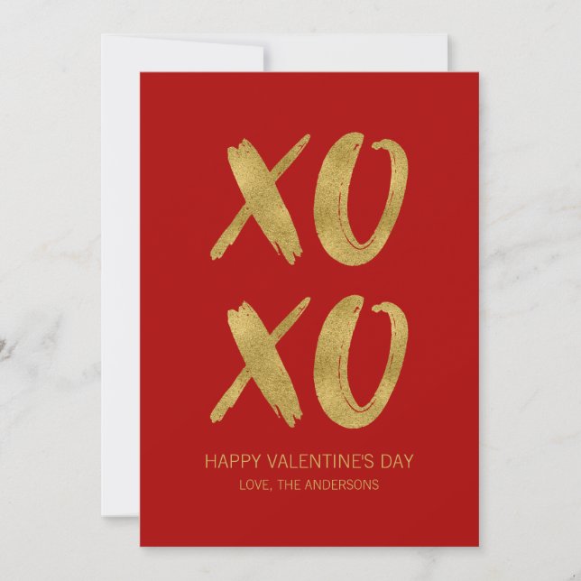 Goldfolie XOXO Valentine Card Feiertagskarte (Vorderseite)