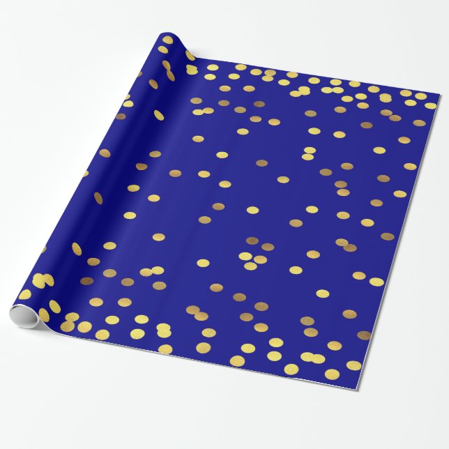 Goldfolieconfetti-Blau Geschenkpapier (Ungerollt)
