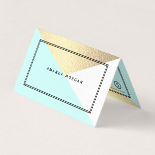 Goldfolieeffekt & Aqua geometrische doppelte Treue Visitenkarten