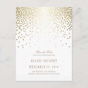 Goldfolien-Effekt Confetti elegant Save the Date Ankündigungspostkarte