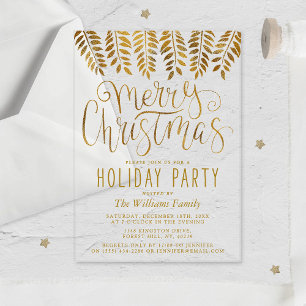 Goldfolien-Effekt-Typografie Frohe Weihnachtsfeier Acryleinladungen