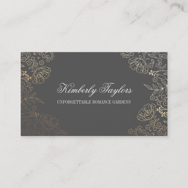 Goldfolien-EffektVintager grauer eleganter Mit Visitenkarte (Vorderseite)