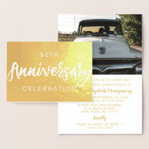 Goldfolien-Einladungen zum 50. Jubiläumsfest Folienkarte