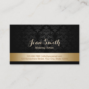 Goldfolien-gestreifter Damast-Maskenbildner Visitenkarte