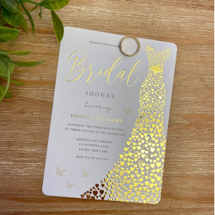 Goldfolien-Herz-Kleid Brautparty Golden Folieneinladung