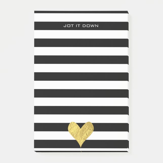 Goldfolien-Herz Post-it Klebezettel (Vorderseite)