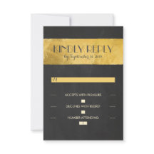 Goldfolien-Hochzeitskarten für Halbpension RSVP