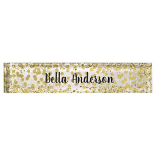 Goldfolien-Konfetti modern chic glitzernder Glam-T Namensplakette