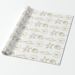 Goldfolien-Look Meeresmuscheln Chic Strand Elegant Geschenkpapier