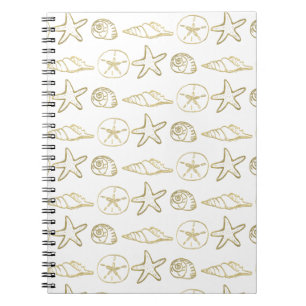 Goldfolien-Look Meeresmuscheln Chic Strand Elegant Notizblock