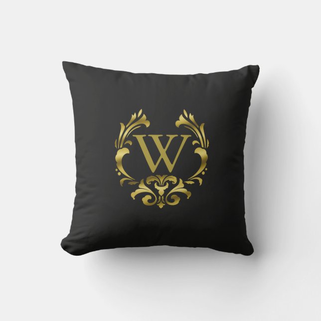 Goldfolien-Monogramm-Emblem | wählen Ihre Farbe Kissen Für Draußen (Vorderseite)
