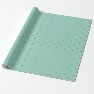 Goldfolien-Polka-Punkt-modernes aquamarines Geschenkpapier