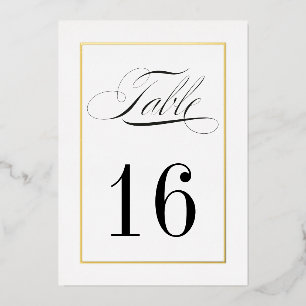 Goldfolien-Rand Traditionelle Hochzeitstisch-Numme Folieneinladung