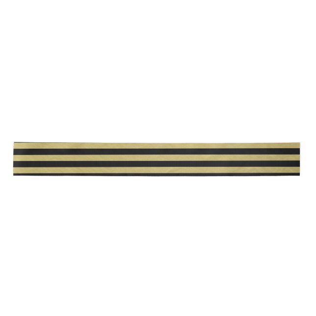 Goldfolien-Schwarzes Stripes Muster Satinband (Vorderseite)
