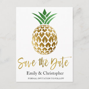 Goldfolien-Skript, das Save the Date Ananas Ankündigungspostkarte