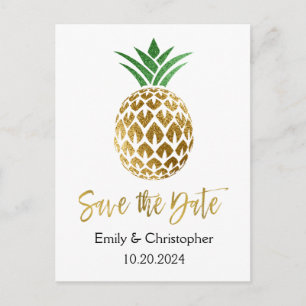 Goldfolien-Skript, das Save the Date Ananas Ankündigungspostkarte