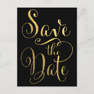 Goldfolien-Typografie-Save the Date Postkarte