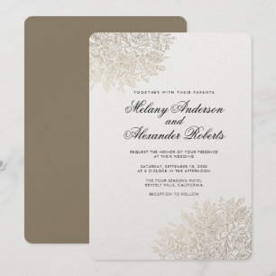 Goldfolien-Vintage Spitze-elegante Einladung