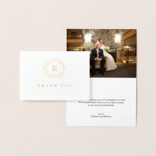 Goldfolien-Zweig-u. Beeren-Kranz-Hochzeit danken Folienkarte