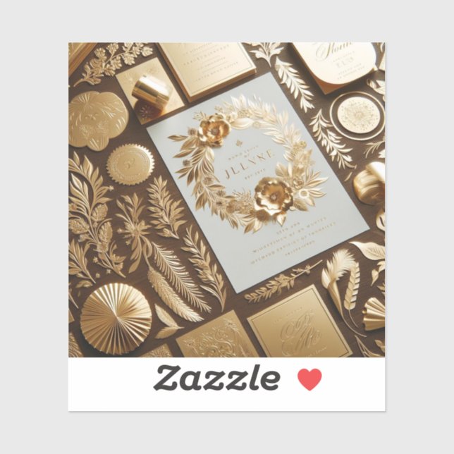 Goldfolienaufkleber für luxuriöse Hochzeitartikel Aufkleber (Blatt)