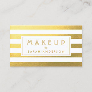 Goldfolienlook Makeup Typografie und weiße Streife Visitenkarte