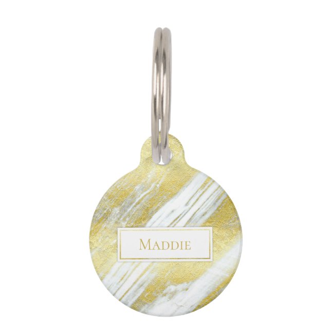 Goldfolienmarmor-Agate abstrakt modernes Gold Haustiermarke (Vorderseite)