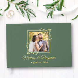 Goldfolienrahmen für Grüne Hochzeit Gästebuch