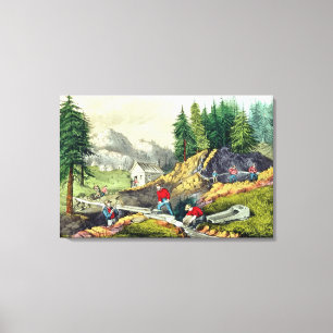 Goldförderung in Kalifornien Leinwanddruck