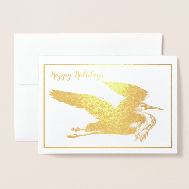 Goldforelle Great Blue Heron Holiday Thoreau Zitat Folienkarte (Vorderseite mit Umschlag)