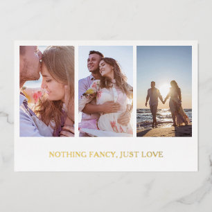 Goldfoto Collage Eleganter Hochzeitsslipp Empfang Folieneinladung