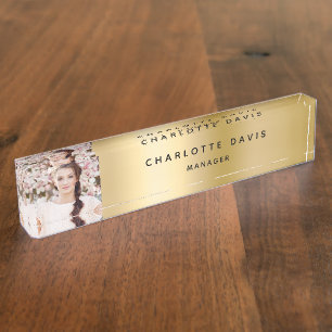 Goldfoto-Monogramm moderner Mitarbeiter Namensplakette