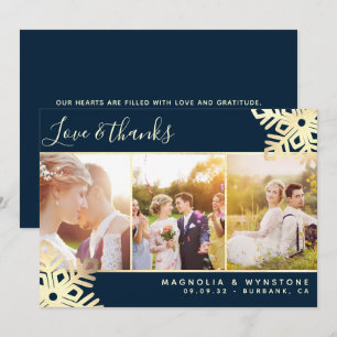 Goldfräsen-Foto-Snowflake-Hochzeit Dankeskarte