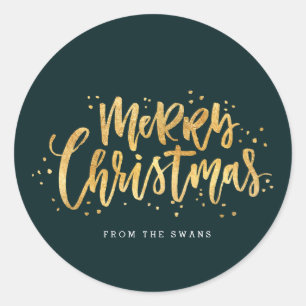 Goldfrohe Weihnacht-Aufkleber Runder Aufkleber