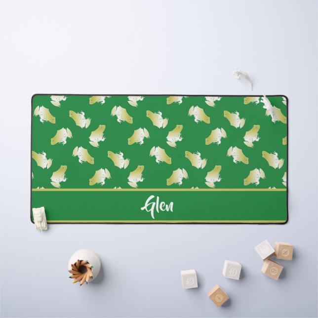 Goldfrösche auf Grün Schreibtischunterlage (Kindertisch)