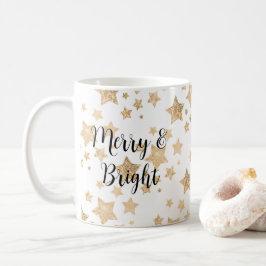 Goldfunkel Sterne Weihnachten Merry Biright weiß Kaffeetasse
