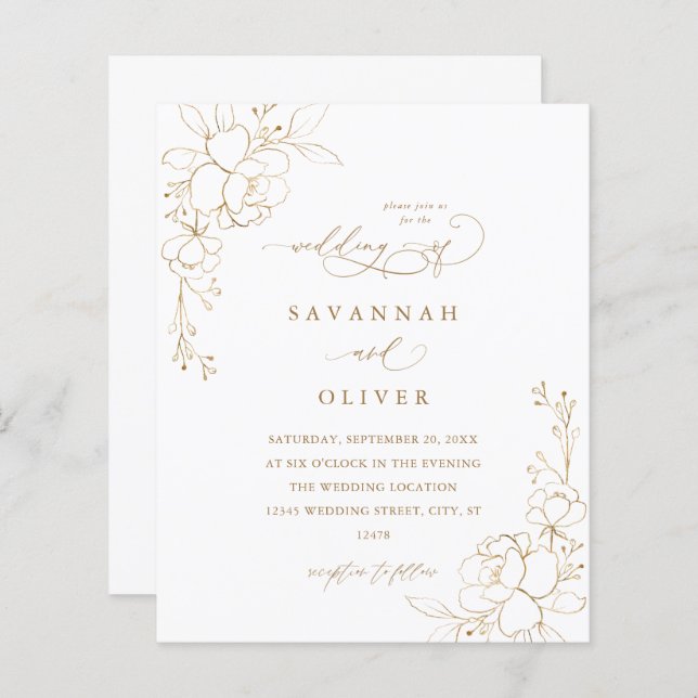 Goldgeflechte Blütenweiße und goldene Hochzeit (Vorne/Hinten)