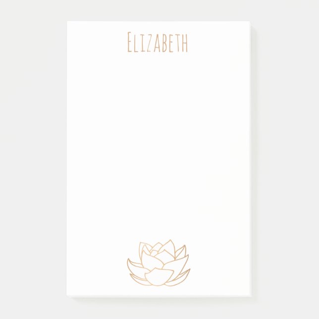 Goldgeflechte Weißer Lotus Aqua Post-it Klebezettel (Vorderseite)