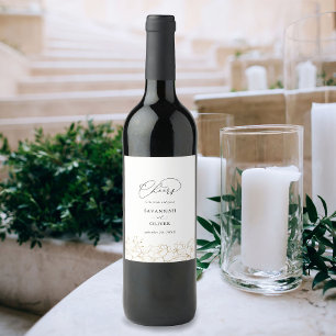 Goldgekleidetes Blumenweinlabel 2 Weinetikett