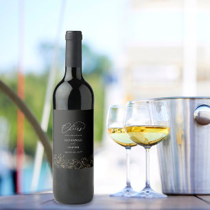 Goldgekleidetes Blumenweinlabel 2 Weinetikett