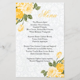 Goldgelbe Blumen Hochzeit - Menü