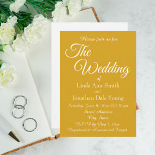 Goldgelbe, einfache Hochzeit Einladung