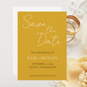 Goldgelbe, einfache Hochzeit Save The Date