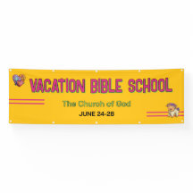 Goldgelbe Ferienbibelschule Kirchenbanner